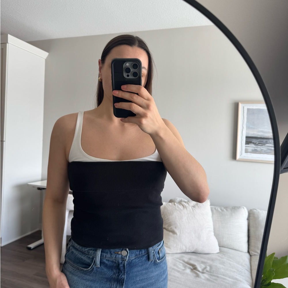 Anthropologie Black and White Layered Bandeau Tank